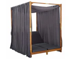 vidaXL Double Sun Lounger with Curtains & Cushions Solid Acacia Wood