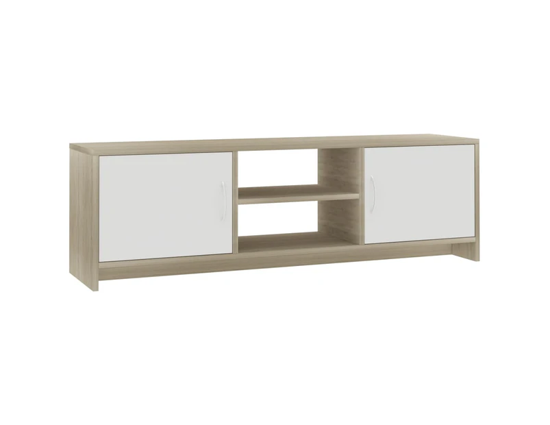 vidaXL TV Cabinet White and Sonoma Oak 120x30x37.5 cm Engineered Wood