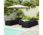 3 Piece Garden Sun Loungers with Tea Table Poly Rattan Black