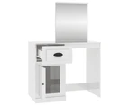 Dressing Table with Mirror High Gloss White 90x50x132.5 cm Engineered Wood