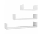 vidaXL Wall Display Shelf 3 pcs High Gloss White Engineered Wood