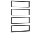 vidaXL Wall Cube Shelves 4 pcs High Gloss Grey 80x15x26.5 cm Engineered Wood