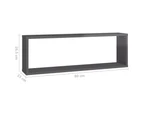 vidaXL Wall Cube Shelves 4 pcs High Gloss Grey 80x15x26.5 cm Engineered Wood