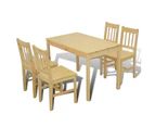 Wooden Dining Table with 4 Chairs Natural