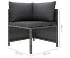 vidaXL 2 Piece Garden Sofa Set with Cushions Grey Poly Rattan
