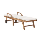 vidaXL Sun Loungers with Cushions 2 pcs Solid Teak Wood Cream