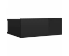 vidaXL Floating Nightstand High Gloss Black 40x30x15 cm Engineered Wood