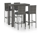 5 Piece Outdoor Bar Set with Cushions Poly Rattan Grey