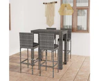 5 Piece Outdoor Bar Set with Cushions Poly Rattan Grey