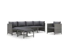 vidaXL 7 Piece Garden Lounge Set with Cushions Poly Rattan Grey