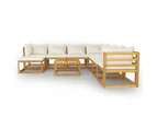 vidaXL 9 Piece Garden Lounge Set with Cushion Cream Solid Acacia Wood