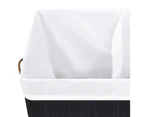 vidaXL Bamboo Laundry Basket with 2 Sections Black 100 L