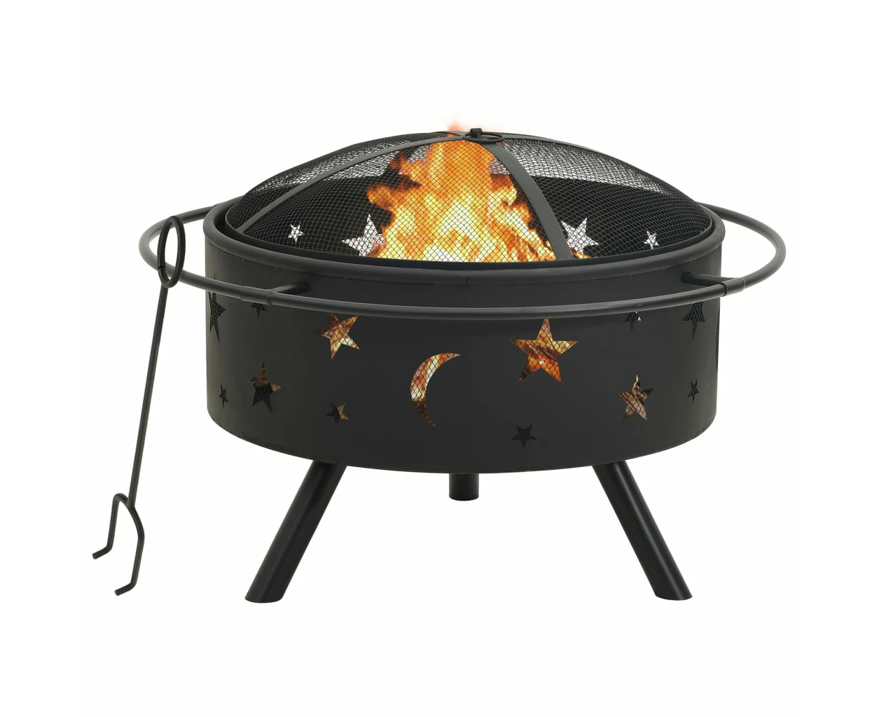 vidaXL Fire Pit with Poker 76 cm XXL Steel