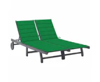 2-Person Garden Sun Lounger with Cushion Grey Solid Acacia Wood