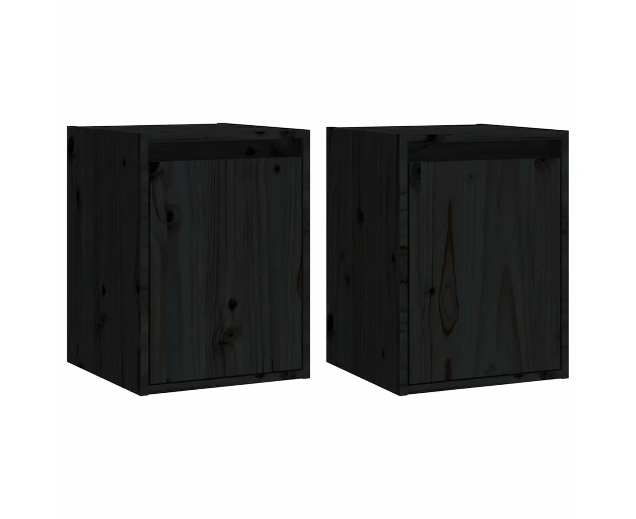 vidaXL Wall Cabinets 2pcs Black 30x30x40 cm Solid Wood Pine