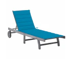 Garden Sun Lounger with Cushion Grey Solid Acacia Wood