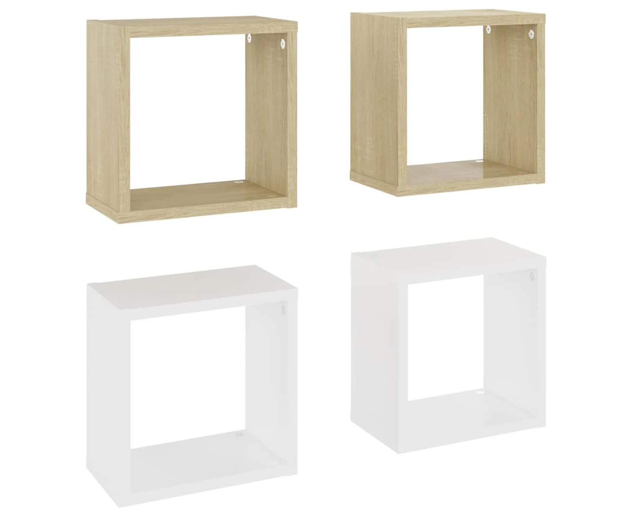 Wall Cube Shelves 4 pcs White and Sonoma Oak 26x15x26 cm