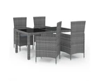 5 Piece Outdoor Dining Set with Cushions Poly Rattan Grey