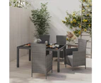 5 Piece Outdoor Dining Set with Cushions Poly Rattan Grey