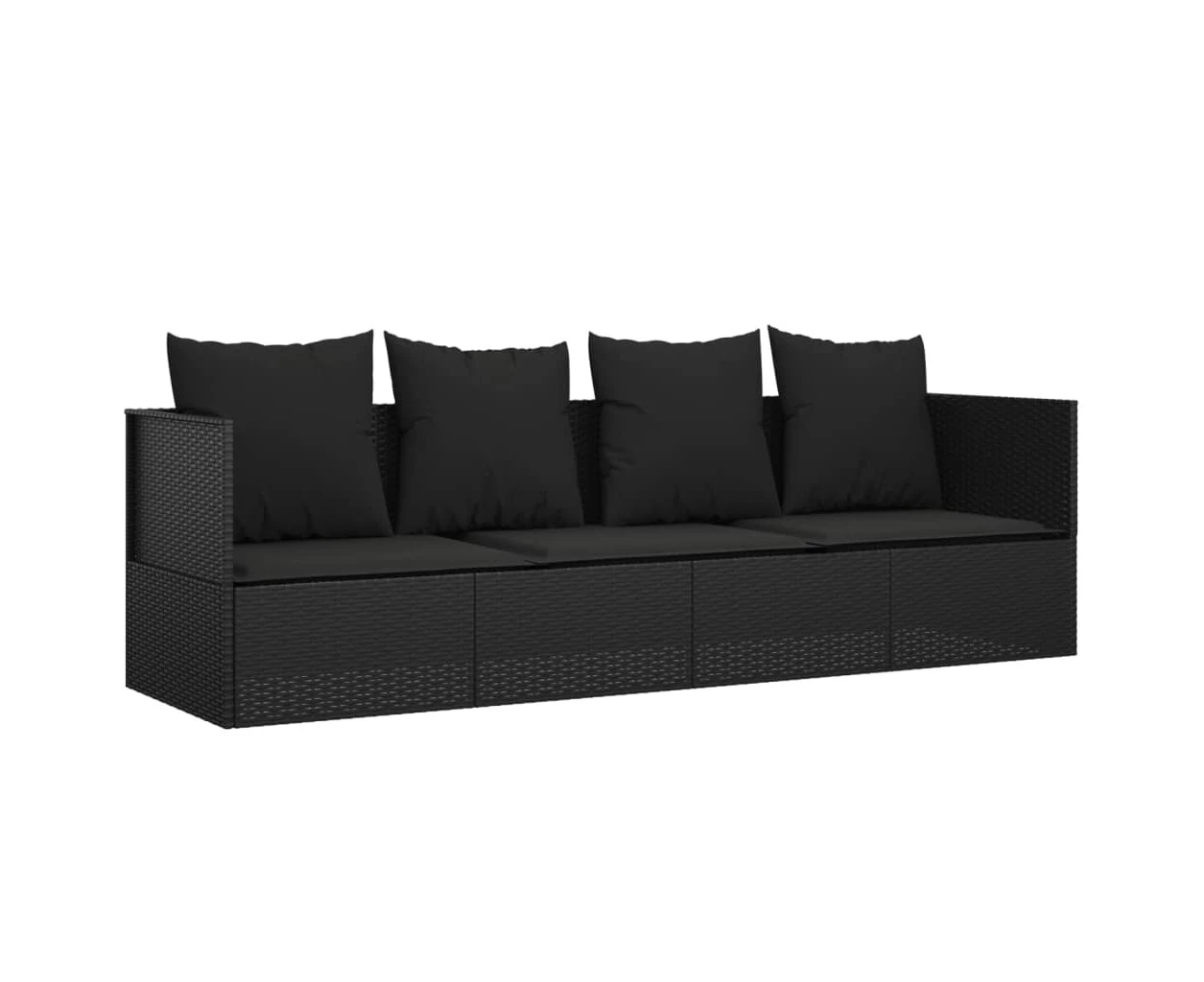 vidaXL Outdoor Lounge Bed with Cushions Black Poly Rattan