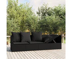 vidaXL Outdoor Lounge Bed with Cushions Black Poly Rattan