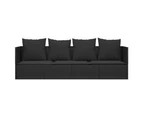 vidaXL Outdoor Lounge Bed with Cushions Black Poly Rattan