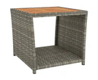 Tea Table with Wooden Top Grey Poly Rattan&Solid Wood Acacia