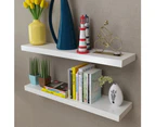 2 White MDF Floating Wall Display Shelves Book/DVD Storage