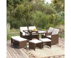 vidaXL 9 Piece Garden Dining Set with Cushions Poly Rattan Brown