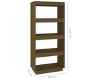 vidaXL Book Cabinet/Room Divider Honey Brown 60x35x135 cm Solid Pinewood