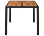 vidaXL Garden Table with Wooden Top Black 90x90x75 cm Poly Rattan