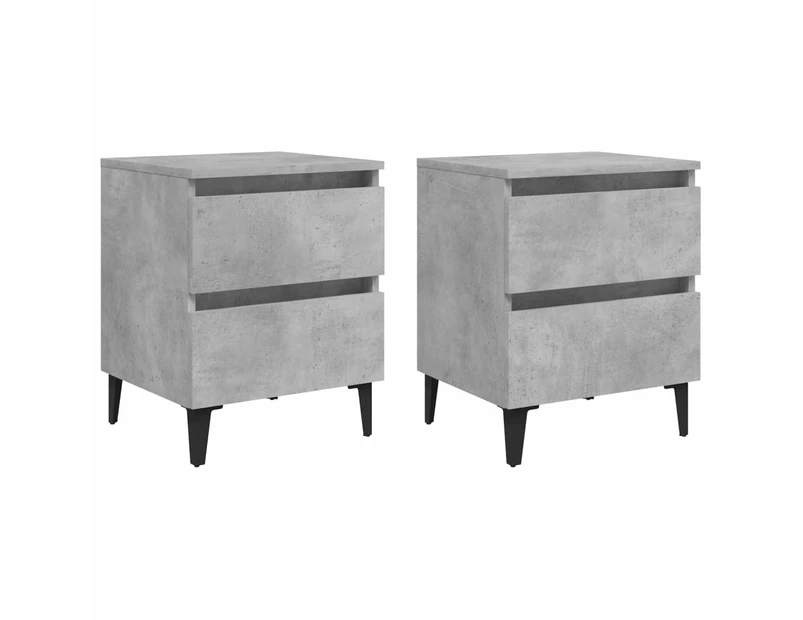 vidaXL Bed Cabinets 2 pcs Concrete Grey 40x35x50 cm Engineered Wood