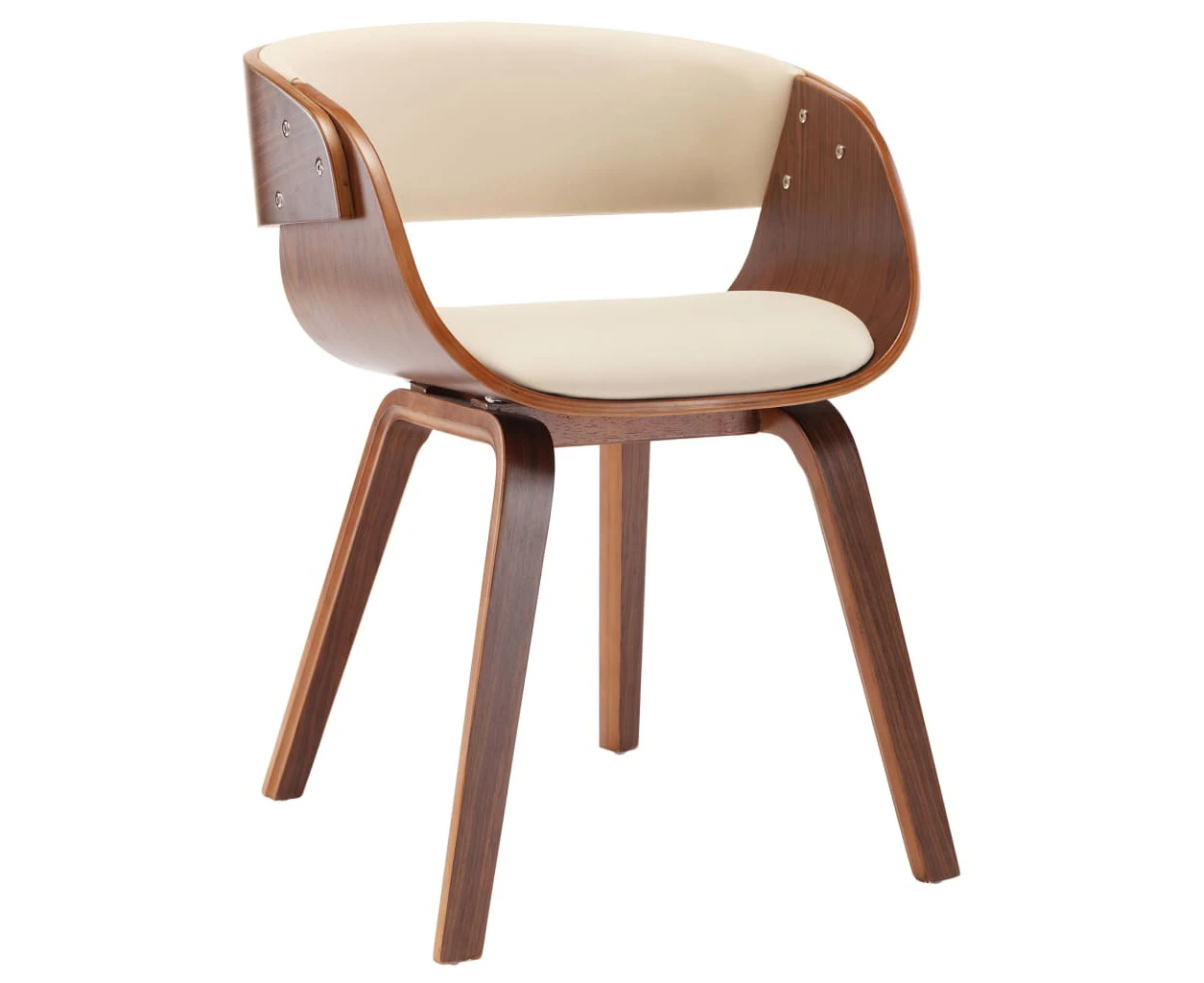 vidaXL Dining Chair Cream Bent Wood and Faux Leather