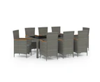 9 Piece Outdoor Dining Set with Cushions Poly Rattan Grey