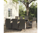 9 Piece Outdoor Dining Set with Cushions Poly Rattan Grey