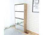 vidaXL Shoe Cabinet 4-Layer Mirror Oak 63x17x134 cm