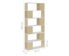 vidaXL Book Cabinet Room Divider White and Sonoma Oak 80x24x186 cm Engineered Wood