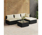 5 Piece Garden Lounge Set with Cushions Poly Rattan Black