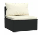 5 Piece Garden Lounge Set with Cushions Poly Rattan Black