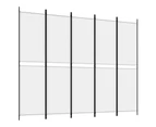 vidaXL 5-Panel Room Divider White 250x200 cm Fabric