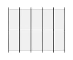 vidaXL 5-Panel Room Divider White 250x200 cm Fabric