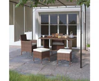 vidaXL 4 Piece Garden Chair and Stool Set Poly Rattan Brown