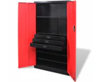 Metal Tool Storage Cabinet with Removable Tool Chest Black-red