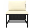 3 Piece Garden Sofa Set with Cushions Black Poly Rattan