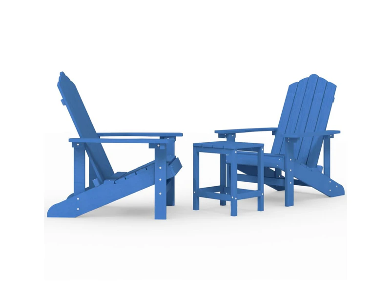 Garden Adirondack Chairs with Table HDPE Aqua Blue