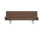 vidaXL Sofa Bed with Two Pillows Brown Polyester