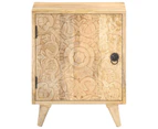 Carved Bedside Cabinet 40X30X50 Cm Solid Mango Wood