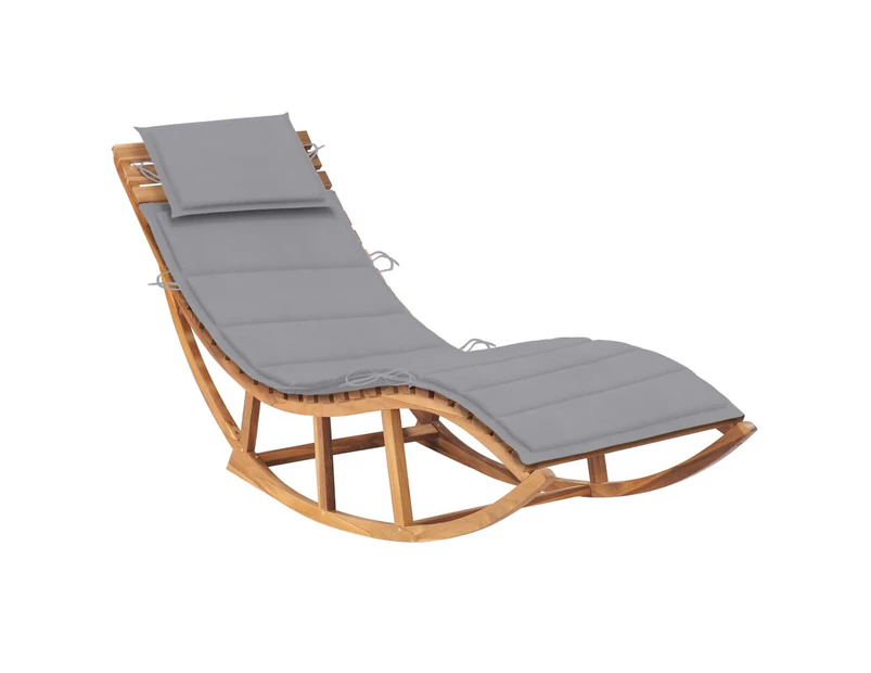 vidaXL Rocking Sun Lounger with Cushion Solid Teak Wood