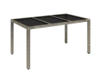 vidaXL Garden Table with Glass Top Grey 150x90x75 cm Poly Rattan