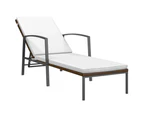 Garden Sun Lounger with Cushion Poly Rattan Brown